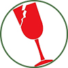 circular image with green border - Fragile symbol of cracked red champagne glass