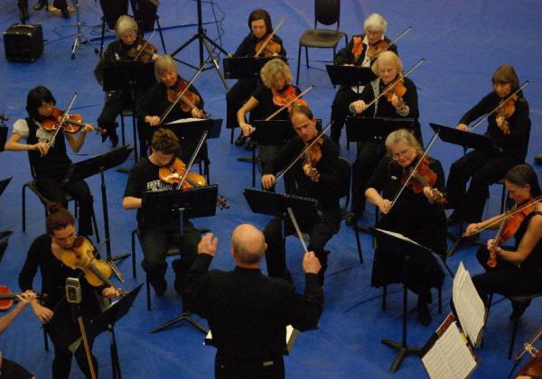 Community orchestra with Gordon conducting