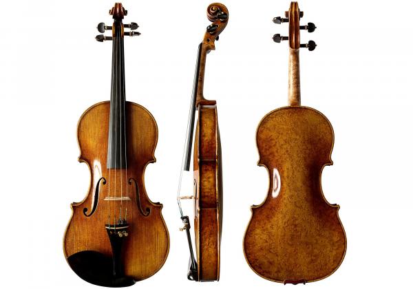 Beautiful violin front, side, back with Birdseye maple