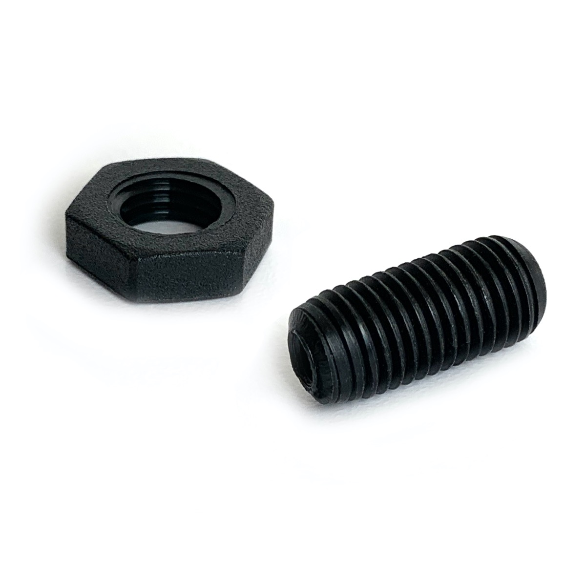Hex nut and double-threaded screw