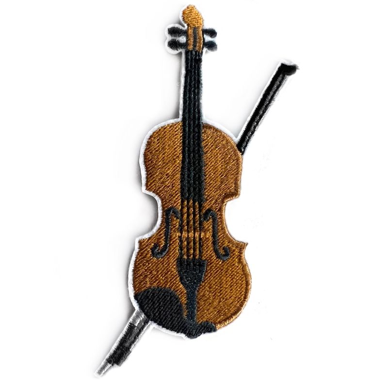 Violin & Bow Embroidered Iron-On Patch