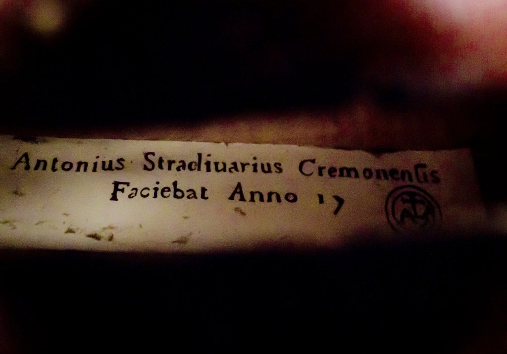 Stradivarius violin label inside a violin