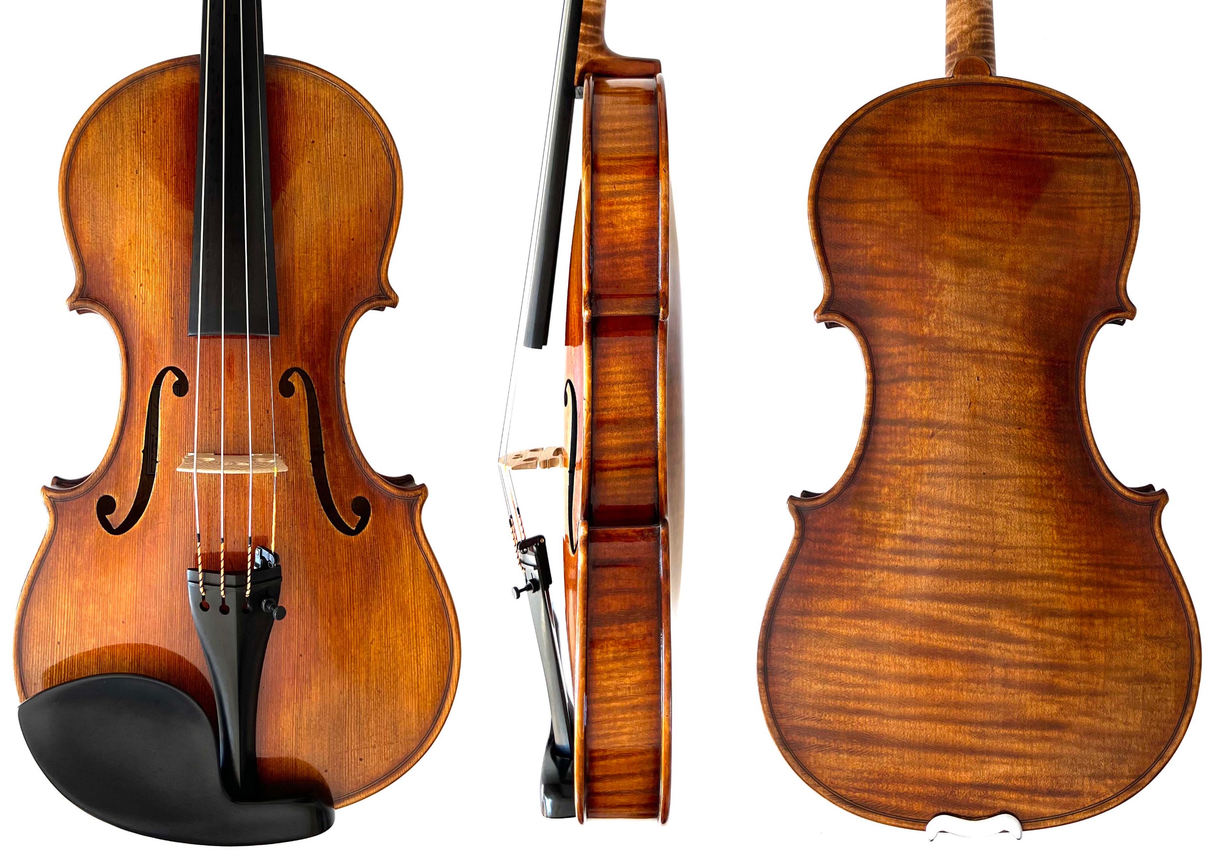 Kowalski Guarneri Del Gesu 2024-1 violin front, side and back