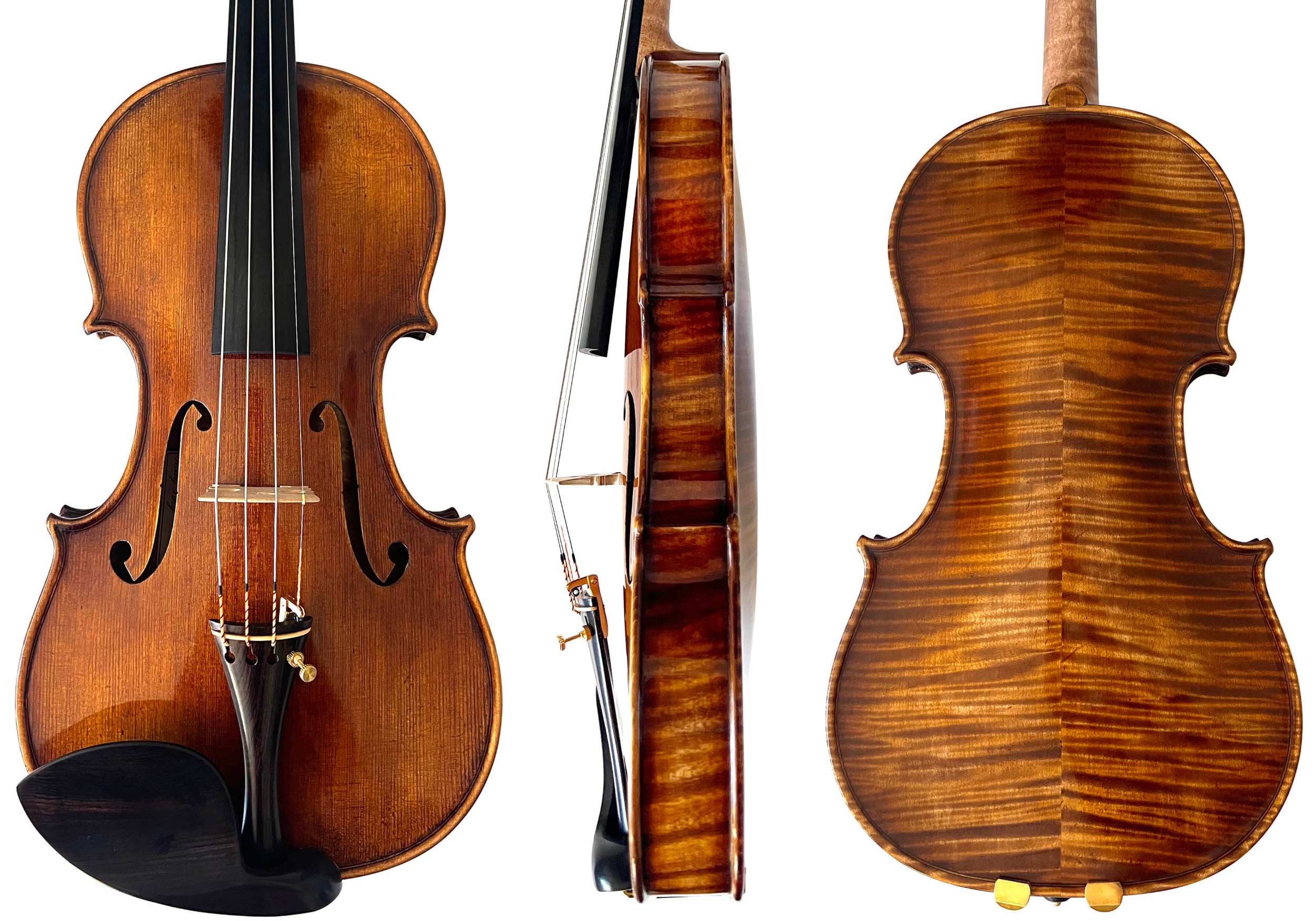 Kowalski Guarneri "Carrodus" 2023-1 violin front, side and back