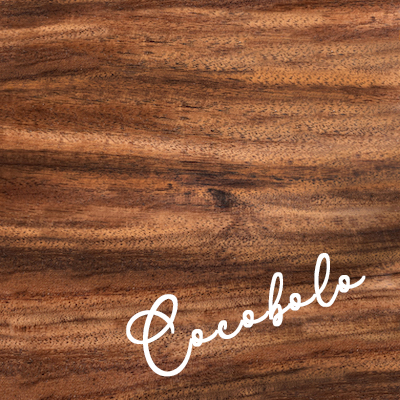 Label reads Cocobolo; stunning striped brown and dark brown wood