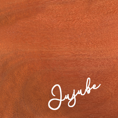 Label reads Jujube; burnt orange coloured wood