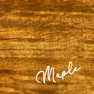 Label reads Maple: flamed maple