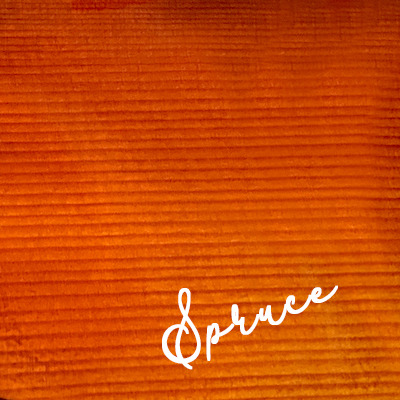Label reads Spruce: striped spruce wood grain