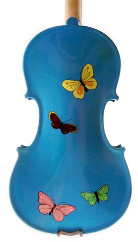 Blue violin with butterflies
