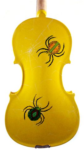 Spider painted yellow violin 