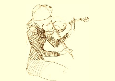 drawing of a violinist with perfect posture